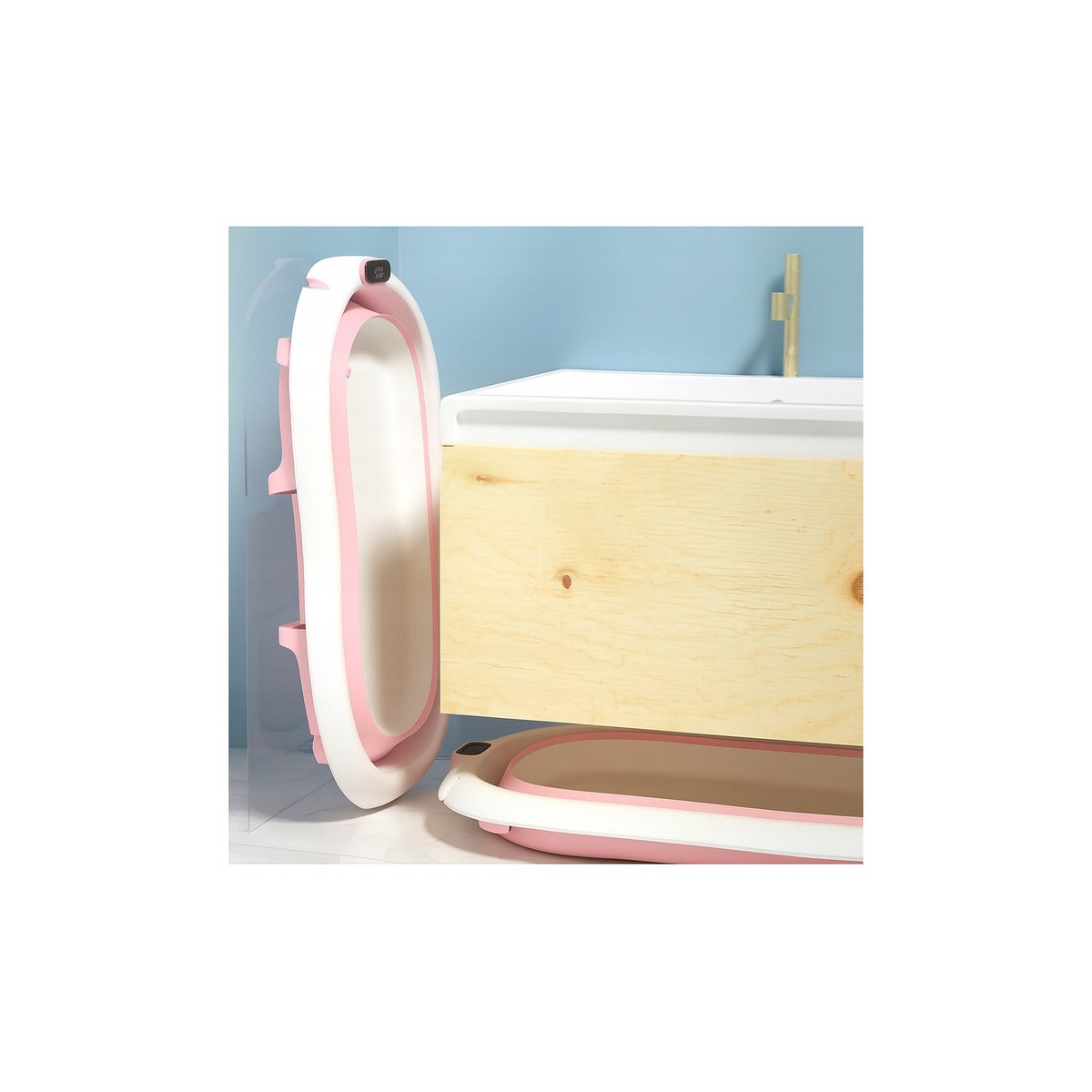 Vanița roz ARIEL pentru baie bebeluș cu suport și termometru