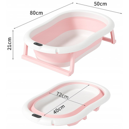 Vanița roz ARIEL pentru baie bebeluș cu suport și termometru