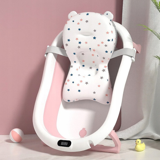 Vanița roz ARIEL pentru baie bebeluș cu suport și termometru