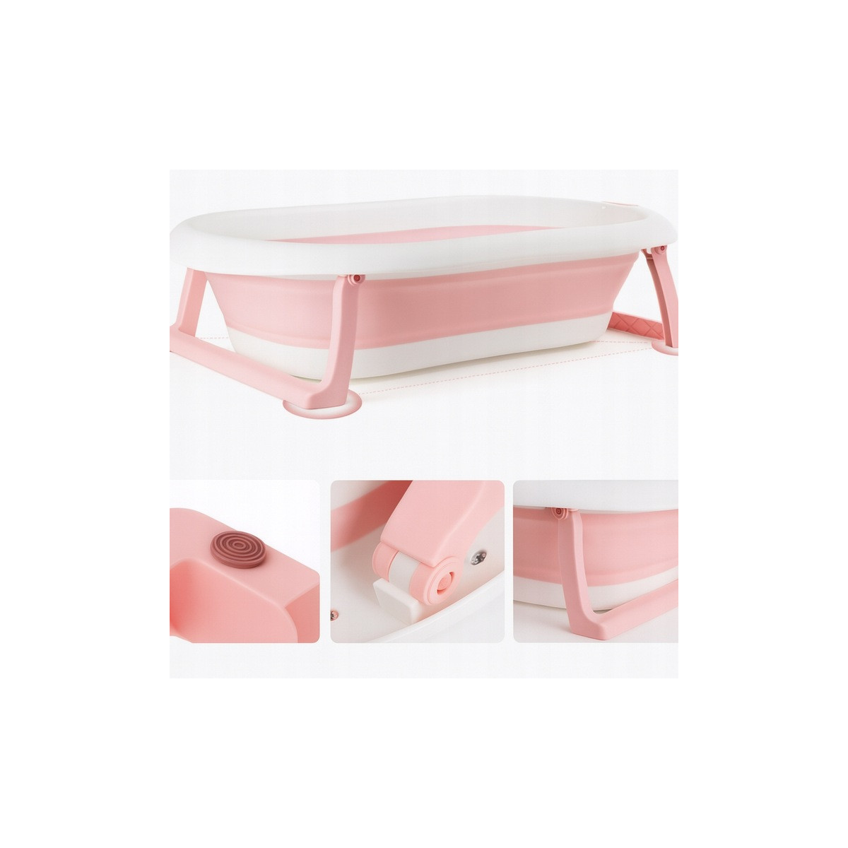 Vanița roz ARIEL pentru baie bebeluș cu suport și termometru