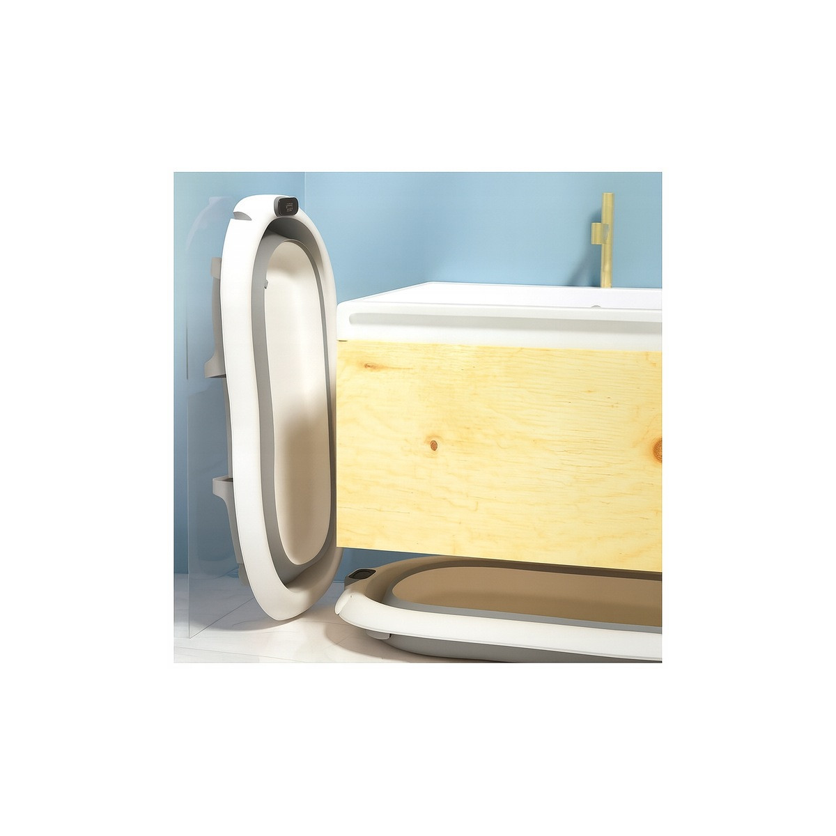 Băița Ariel de culoare gri cu suport și perna