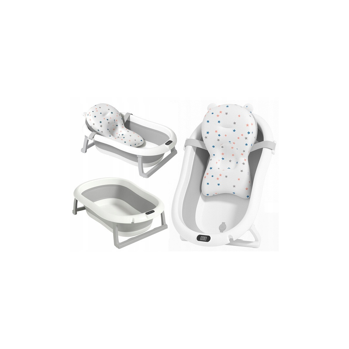 Băița Ariel de culoare gri cu suport și perna