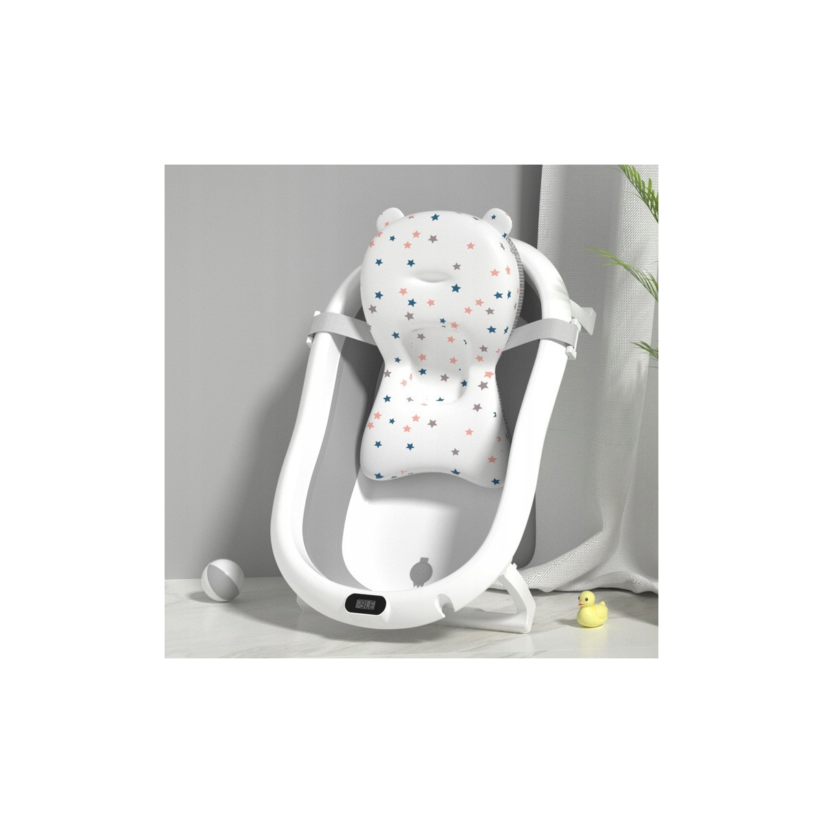 Băița Ariel de culoare gri cu suport și perna