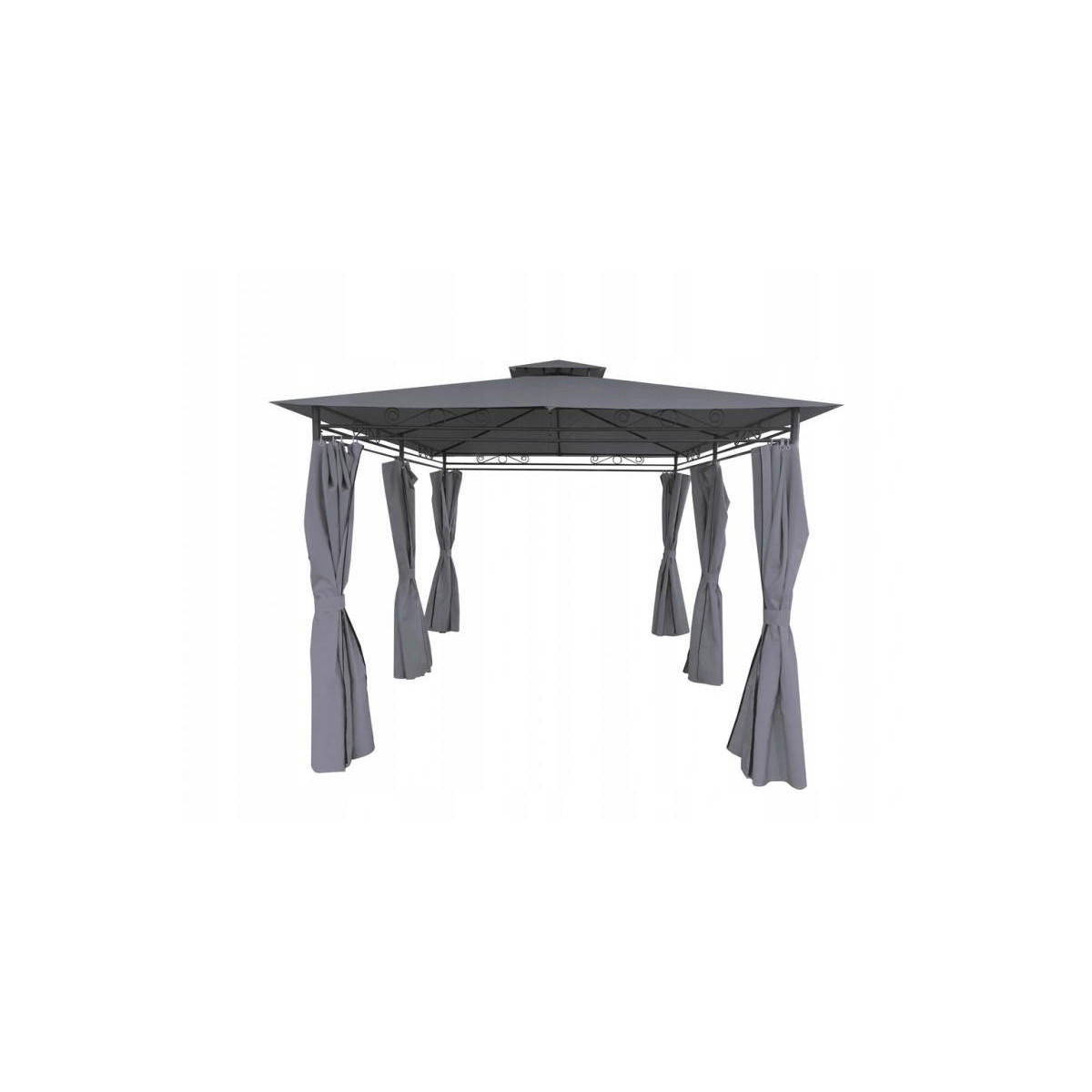 Pavilion de grădină gri cu perdele 3x4 m