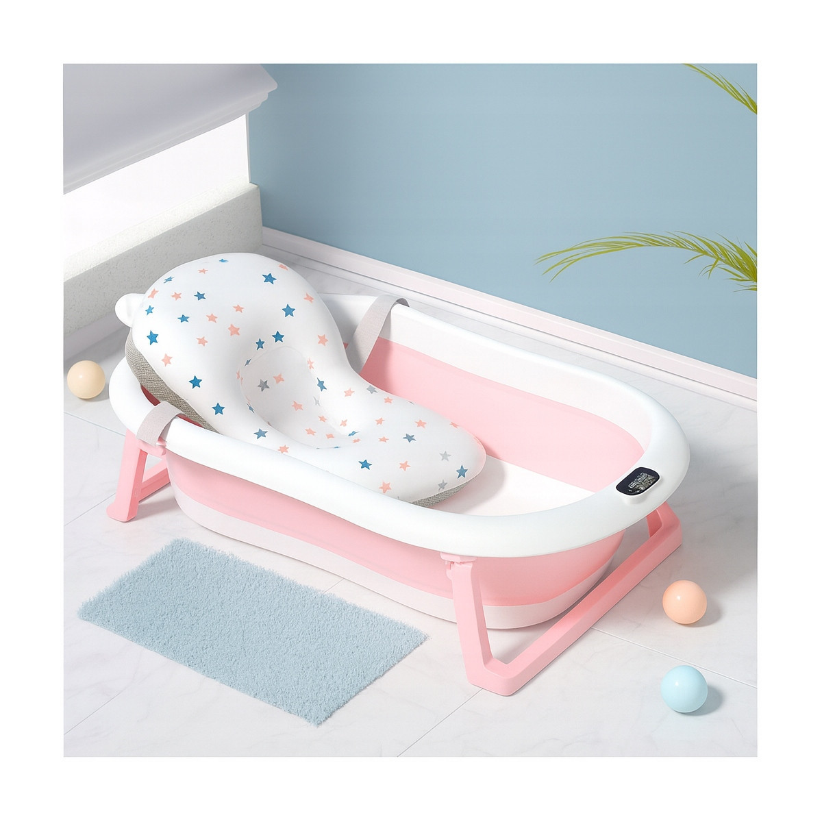 Vaniță rozcolorată ARIEL cu suport și saltea