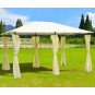 Pavilion de grădină gri cu perdele 3x4 m
