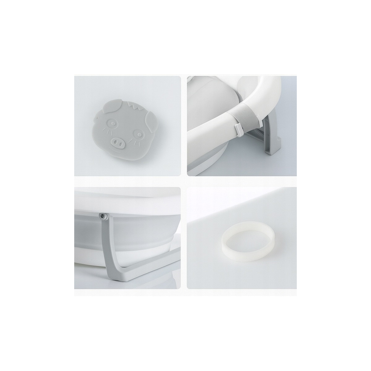 Cadă pliantă pentru copii Ariel cu leagăn, gri