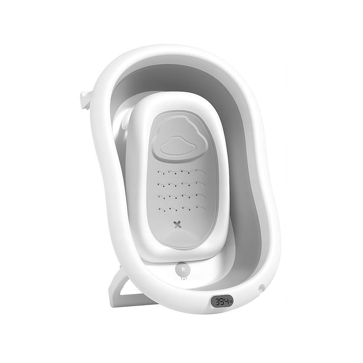 Cadă pliantă pentru copii Ariel cu leagăn, gri