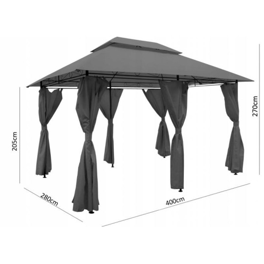 Pavilion de grădină fix în culoarea bej 3x4 m