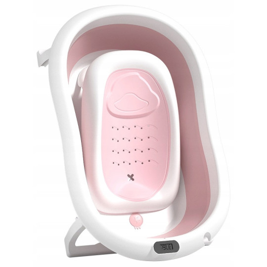 Cada de baie pliabilă roz pentru copii Ariel cu leagăn și termometru