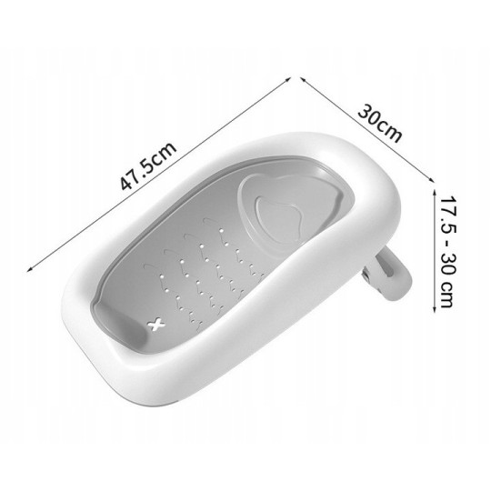 Cădiță pliabilă pentru copii Ariel cu suport, stativ și termometru, gri