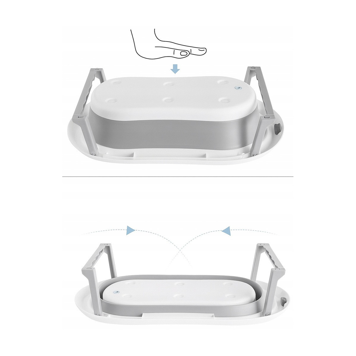 Cădiță pliabilă pentru copii Ariel cu suport, stativ și termometru, gri