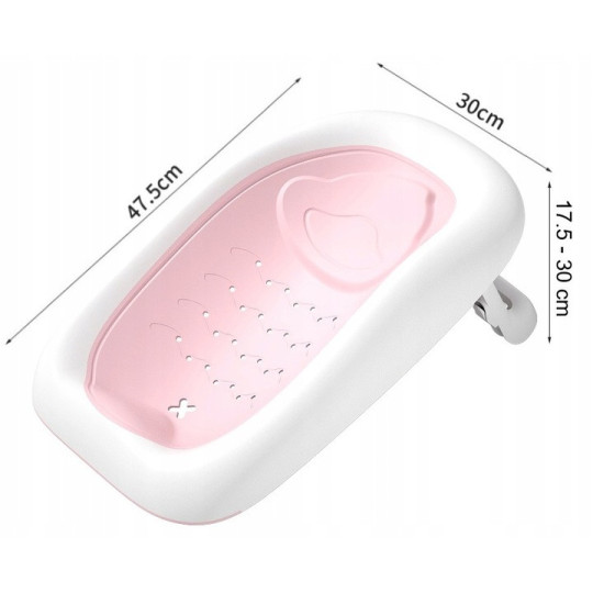 Cadațea roz roz pliabilă pentru copii Ariel cu suport, leagăn și termometru