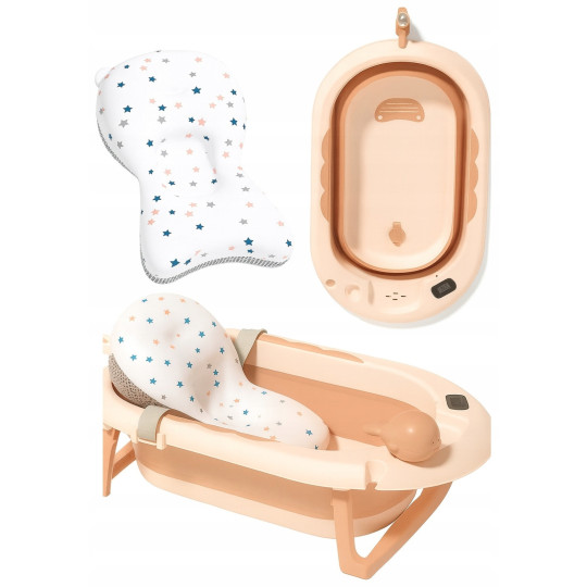 Culoare bej roz pal cu cadă pentru copii Vaiana, cu pernă, termometru și jucărie