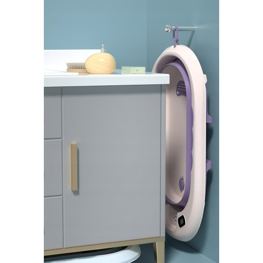 Cadă pentru copii Vaiana cu saltea și jucărie de culoare violetă