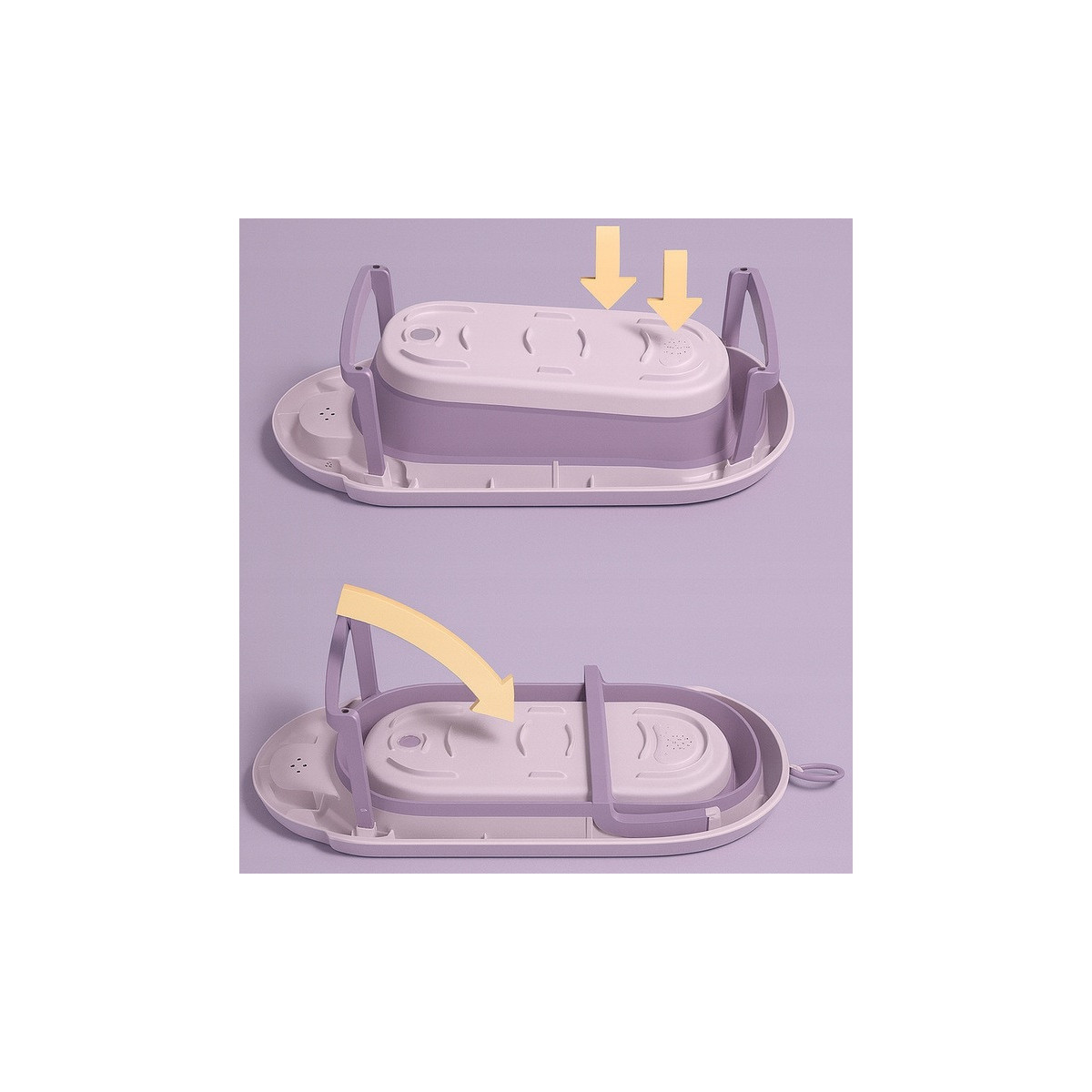 Cadă pentru copii Vaiana cu saltea și jucărie de culoare violetă