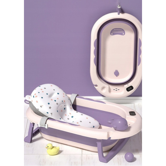 Cadă pentru copii Vaiana cu saltea și jucărie de culoare violetă