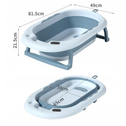 Basină pentru copii pliabilă cu suport, pernuță și jucărie de culoare albastră