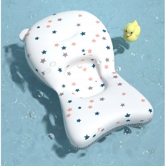 Basină pentru copii pliabilă cu suport, pernuță și jucărie de culoare albastră