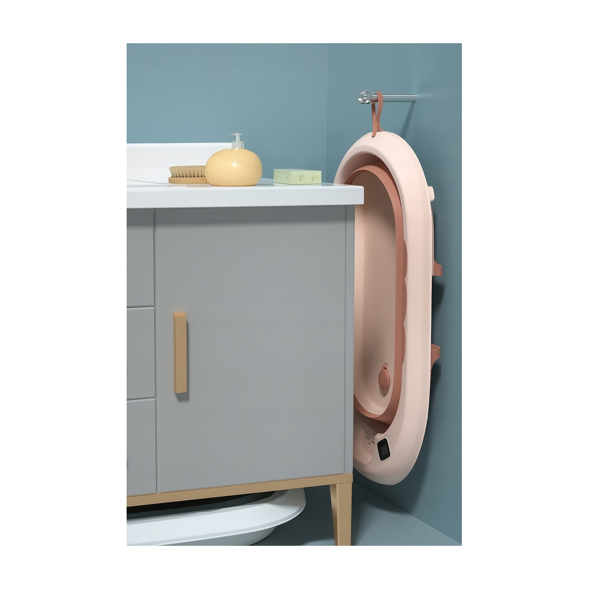 Baia Vaiana pentru baie cu pernă, termometru, jucărie și suport