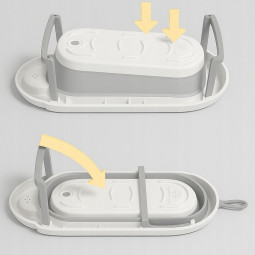 Cadă pentru bebeluși cu suport, saltea și jucărie, gri
