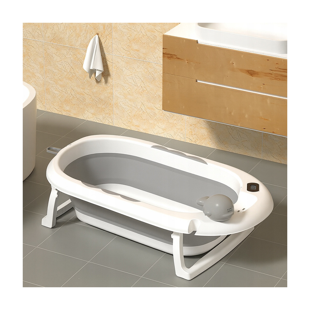 Vaniță cu inserție din silicon pentru băiță de culoare gri