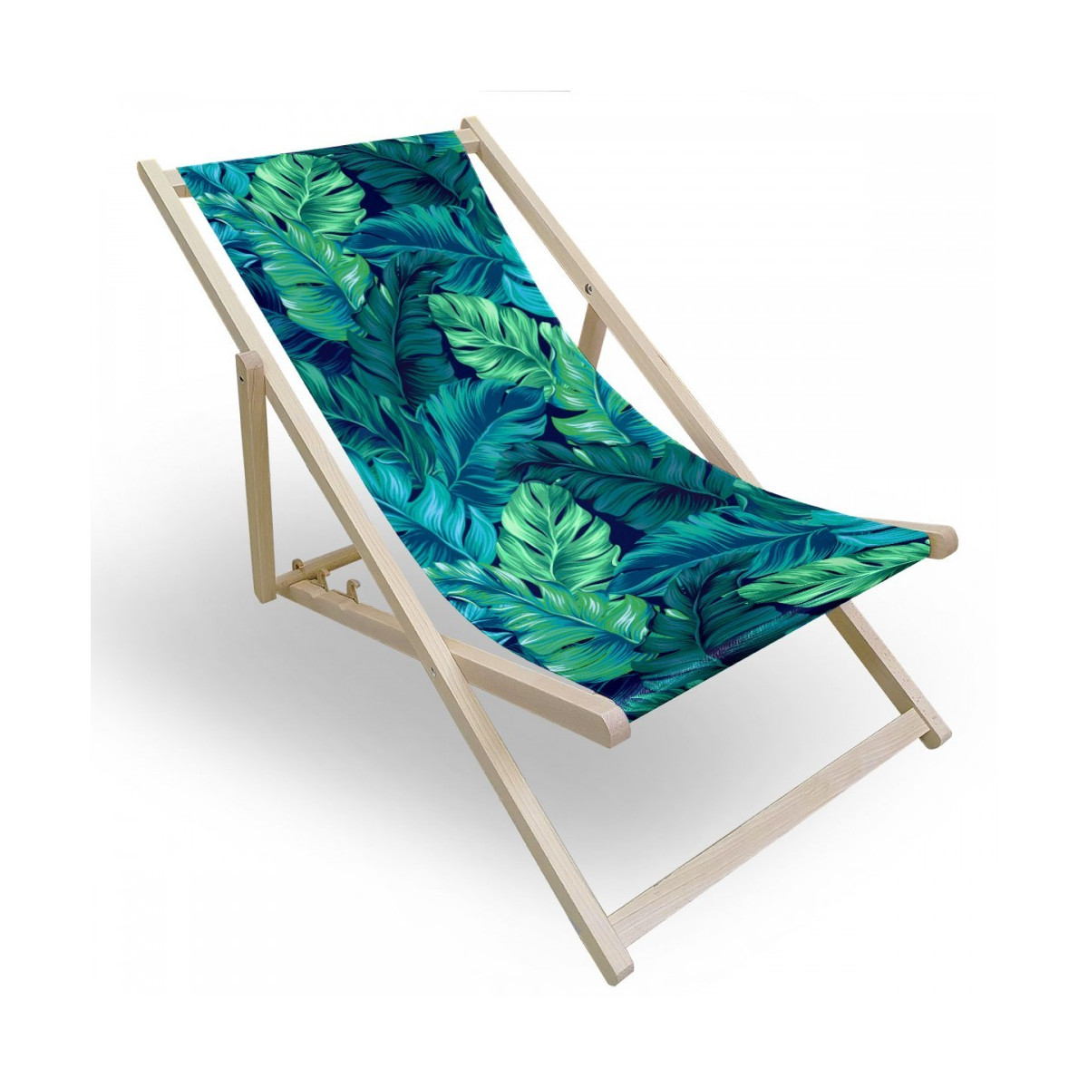 Lehátko de plajă de culoare verde cu motif de frunze