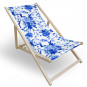 Șezlong de grădină din lemn cu flori albastre
