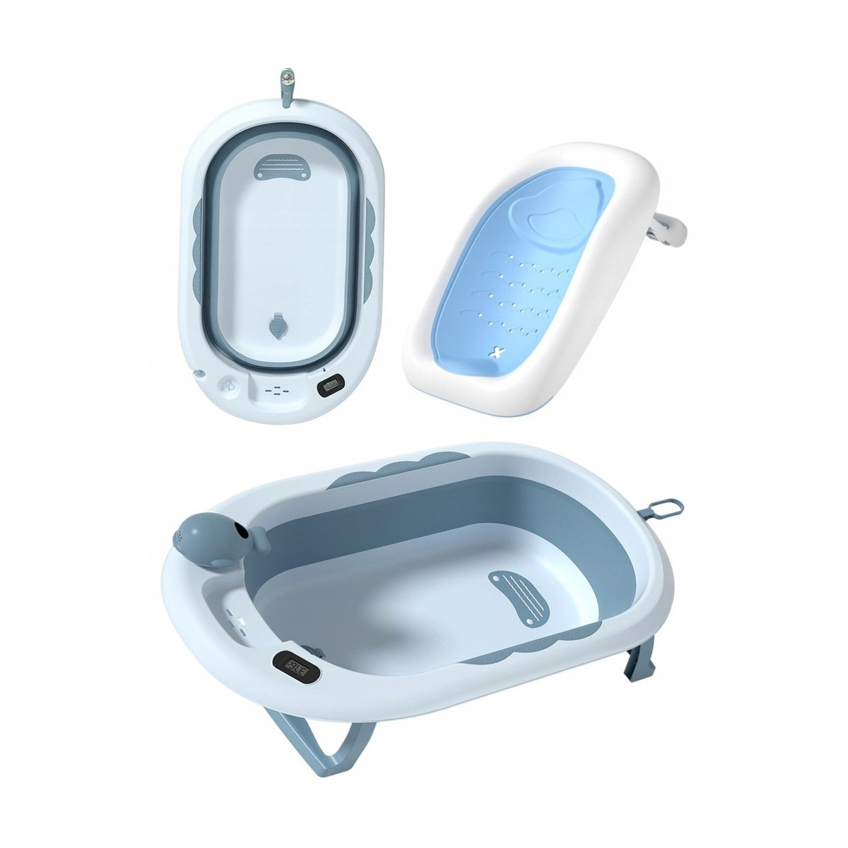 Cădiță VAIANA cu suport, termometru și jucărie, culoare albastră