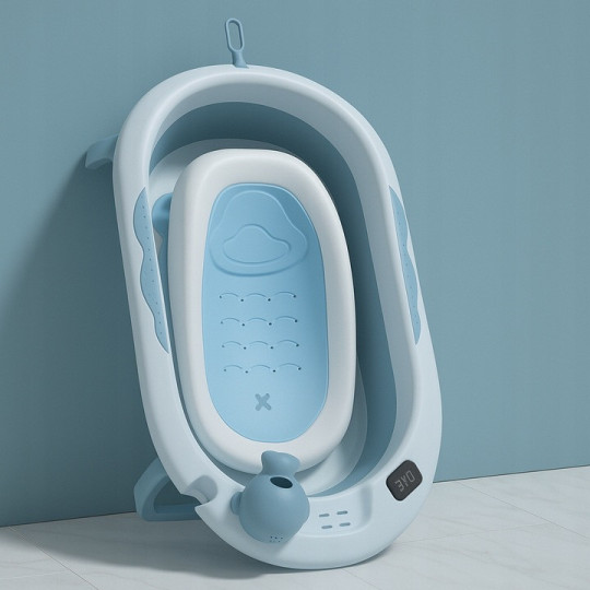 Cădiță VAIANA cu suport, termometru și jucărie, culoare albastră