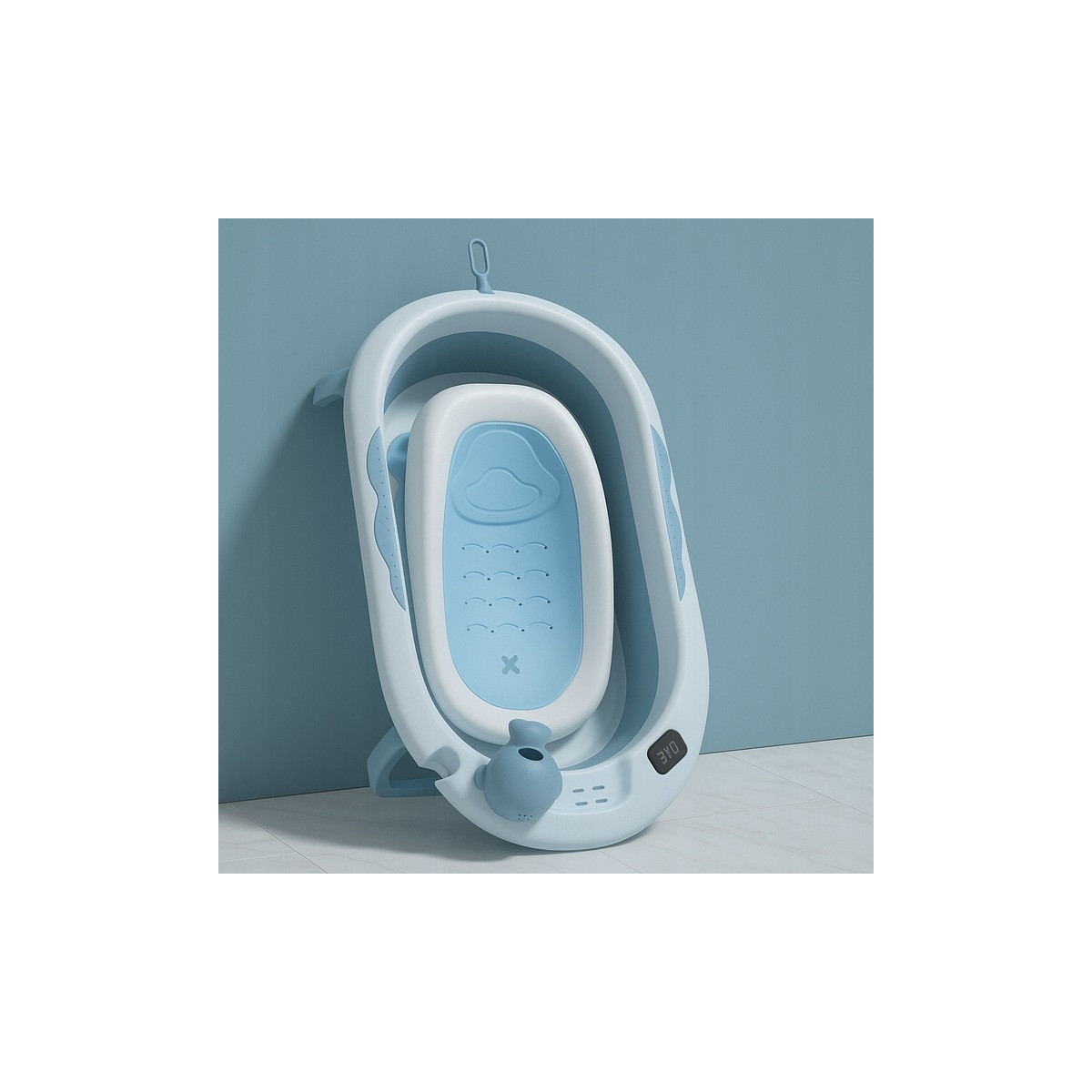 Cădiță VAIANA cu suport, termometru și jucărie, culoare albastră