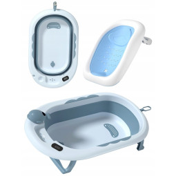 Vanița Vaiana cu saltea de baie, suport, termometru și jucărie de culoare albastră