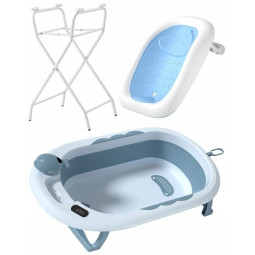 Vanița Vaiana cu saltea de baie, suport, termometru și jucărie de culoare albastră