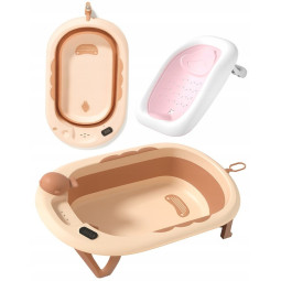 Baia Vaiana cu suport, termometru și jucărie de culoare roz pal.