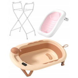 Baia Vaiana cu suport, termometru și jucărie de culoare roz pal.