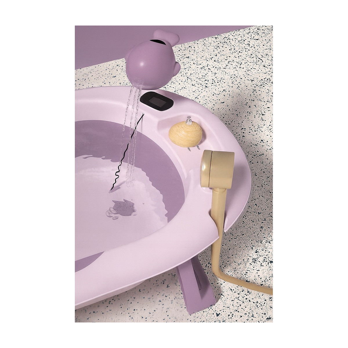 Vanička na kúpanie Vaiana s lehátkom a hračkou vo fialovej farbe