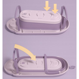 Cadă pentru baie Vaiana cu suport, șezlong și jucărie de culoare violetă