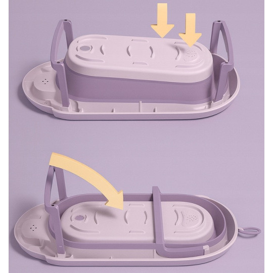 Cadă pentru baie Vaiana cu suport, șezlong și jucărie de culoare violetă