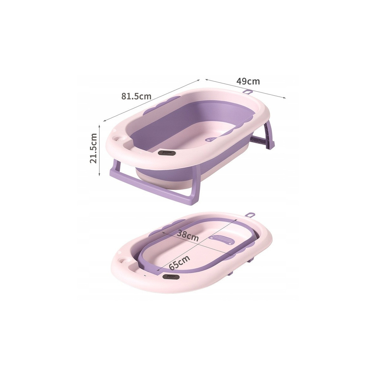 Cadă pentru baie Vaiana cu suport, șezlong și jucărie de culoare violetă