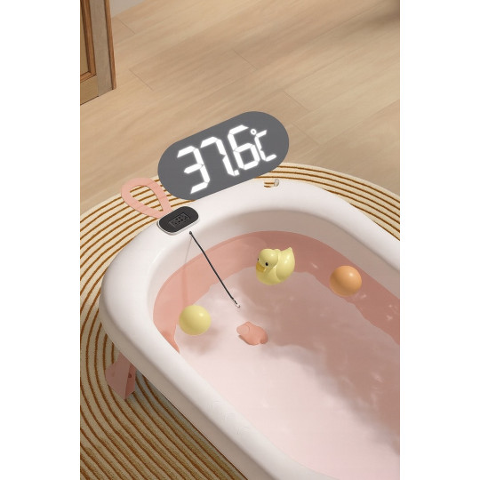 Vaniță de baie OLAF cu pernă și termometru, de culoare roz