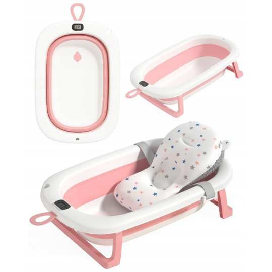 Vaniță de baie OLAF cu pernă și termometru, de culoare roz