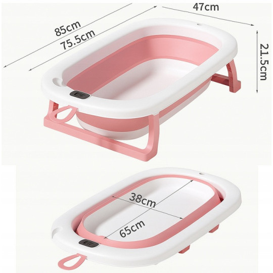 Vaniță de baie OLAF cu pernă și termometru, de culoare roz