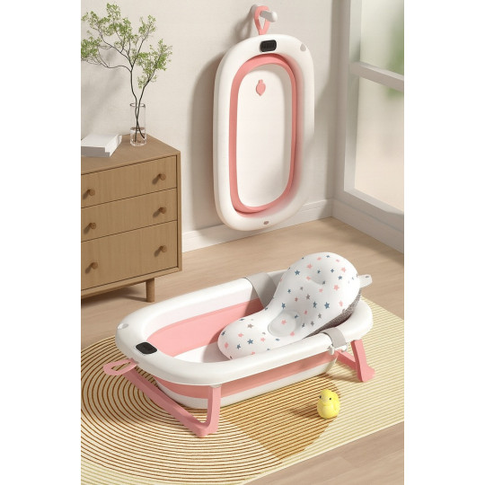 Vaniță de baie OLAF cu pernă și termometru, de culoare roz