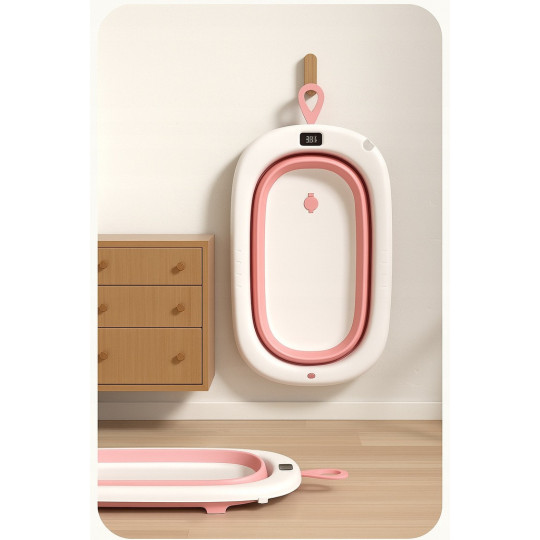 Cadă OLAF cu pernă, suport și termometru în culoarea roz