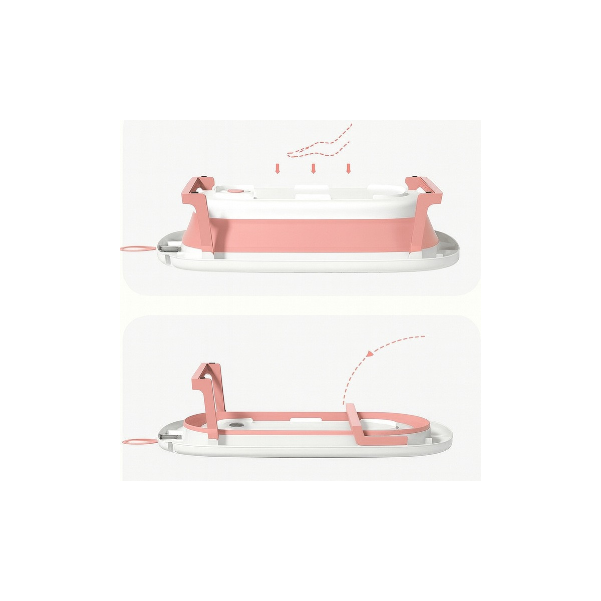 Cadă OLAF cu pernă, suport și termometru în culoarea roz