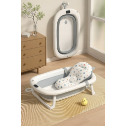 Cada de baie gri OLAF pentru bebeluși cu perna și termometru