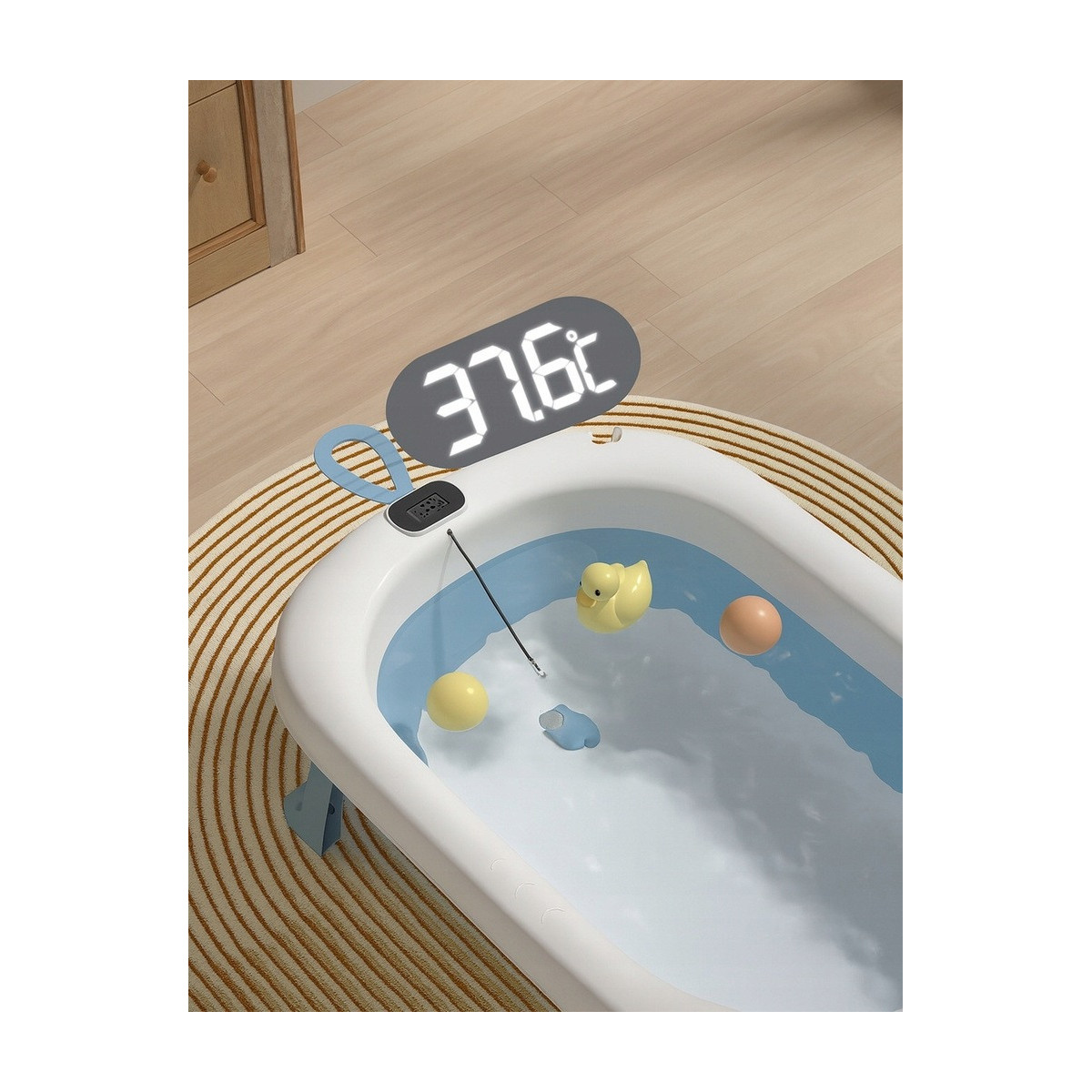 Vanița albastră OLAF cu leagăn, suport și termometru