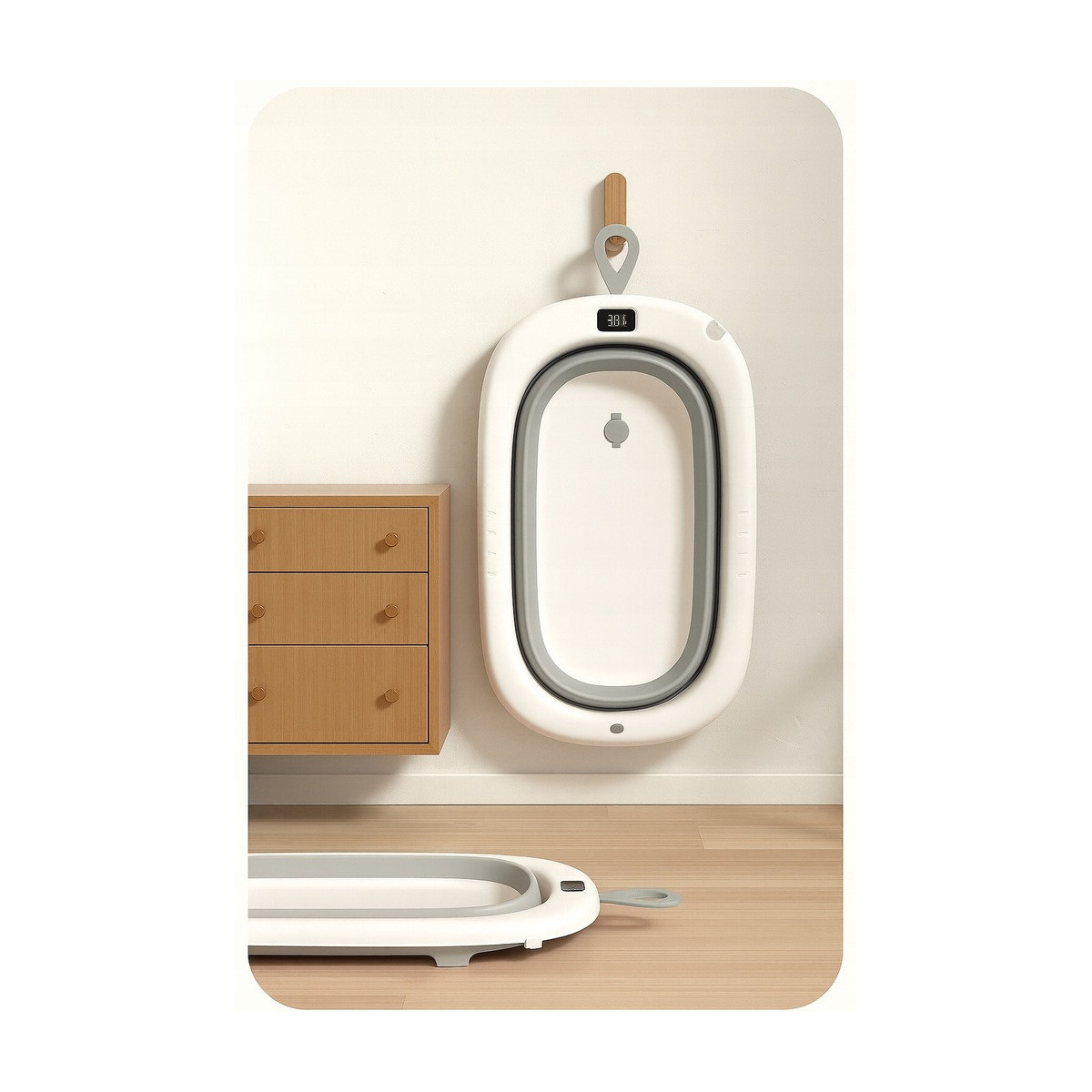 Cadă pentru baie OLAF pentru bebeluși cu suport de culoare gri