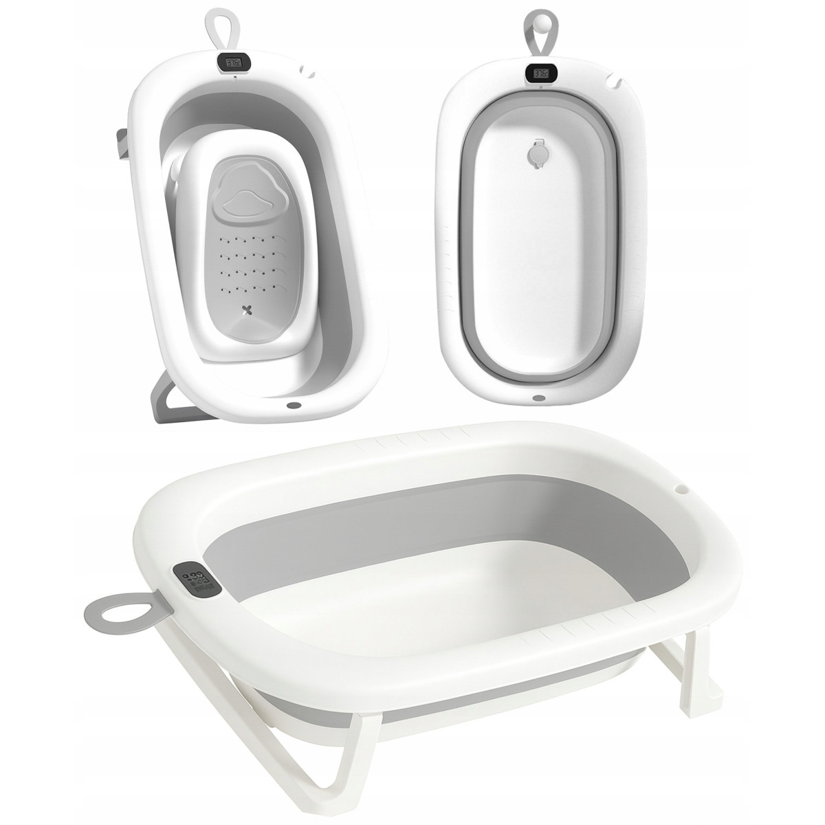 Cadă pentru baie OLAF pentru bebeluși cu suport de culoare gri