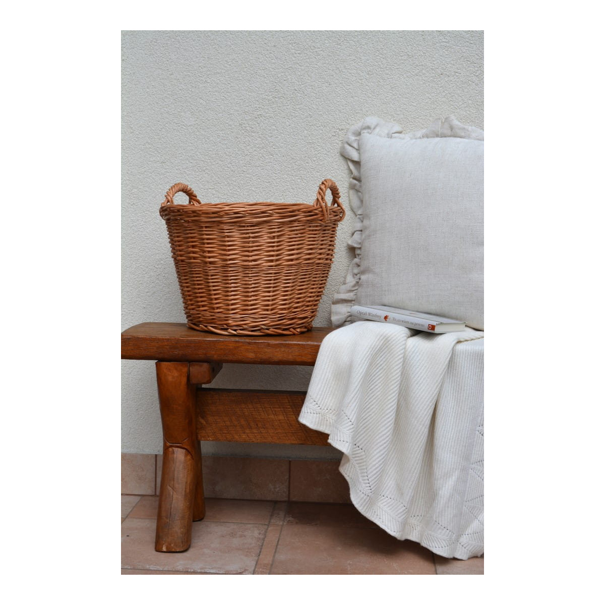 Coș din răchită fabricat din răchită naturală de 30 cm